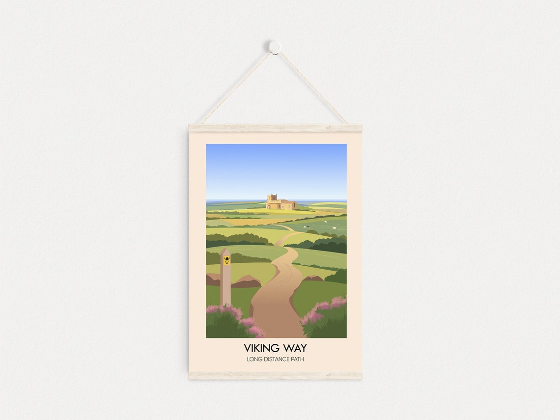 The Viking Way Long Distance Hiking Trail Poster Humber Bridge North Lincolnshire Oakham Rutland Vintage Travel Print Hiking England - Image 3