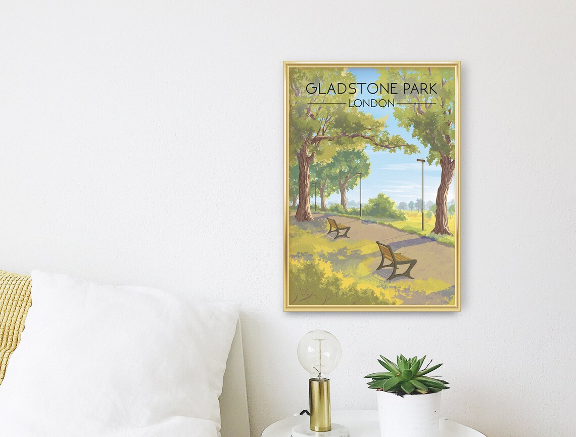 Gladstone Park London Vintage Travel Poster - Image 3