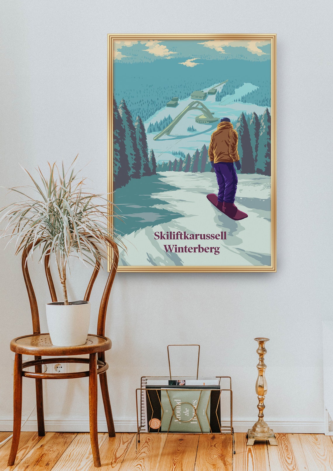 Winterberg Germany Snowboarding Poster with Skiliftkarussell Lift View - Image 2