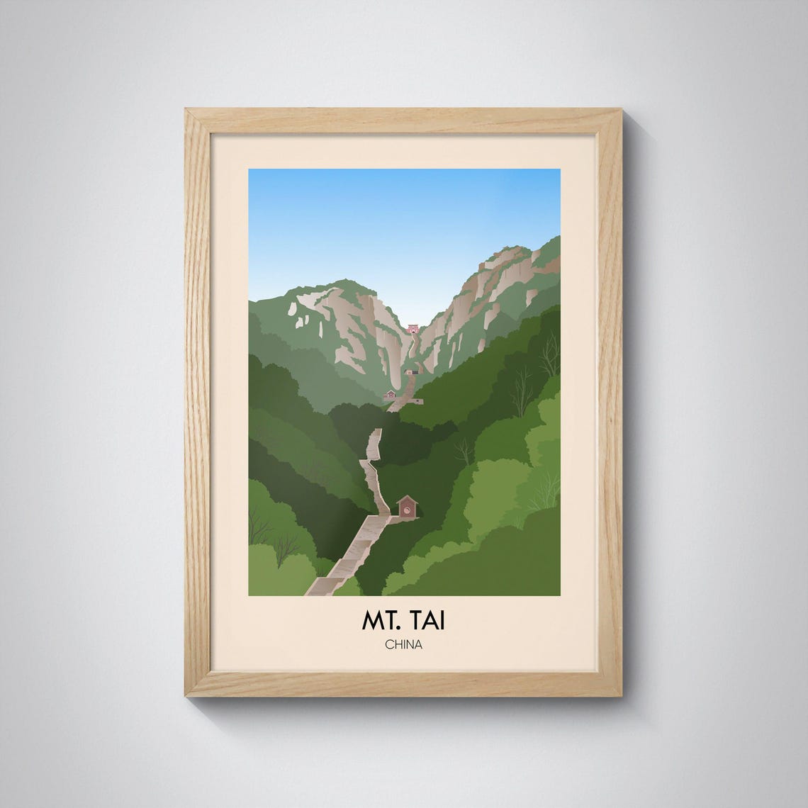 Mount Tai China Travel Poster Mt Tai Print Mountain Wall Art China Travel Poster Taian Shandong China Landscape Nature Art Hiking - Image 3
