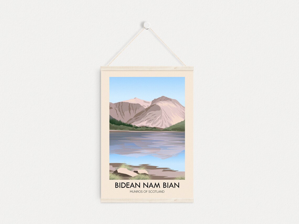 Bidean Nam Bian Munros Of Scotland Mountain Lake Hiking Travel Poster - Image 4