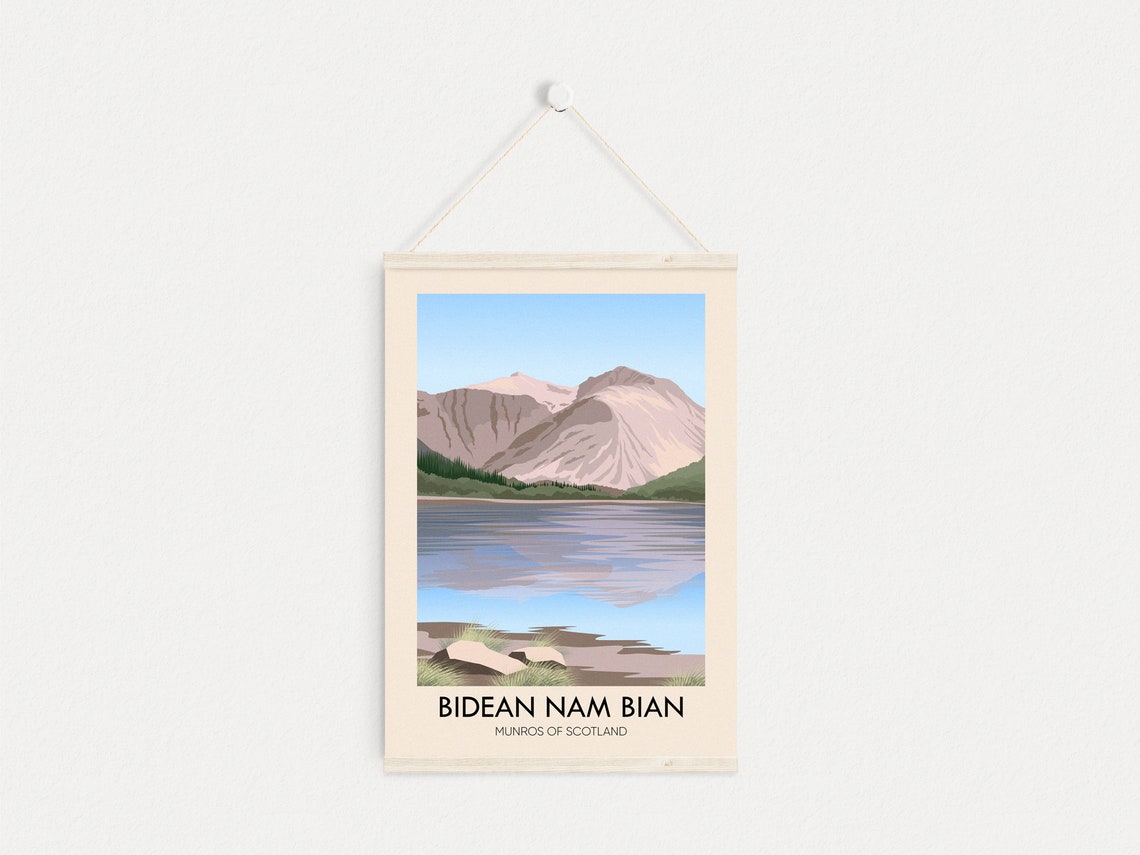 Bidean Nam Bian Munros Of Scotland Travel Poster Glen Coe Scottish Highlands Argyll Stob Coire Sgreamhach Vintage Travel Print Hiking - Image 4