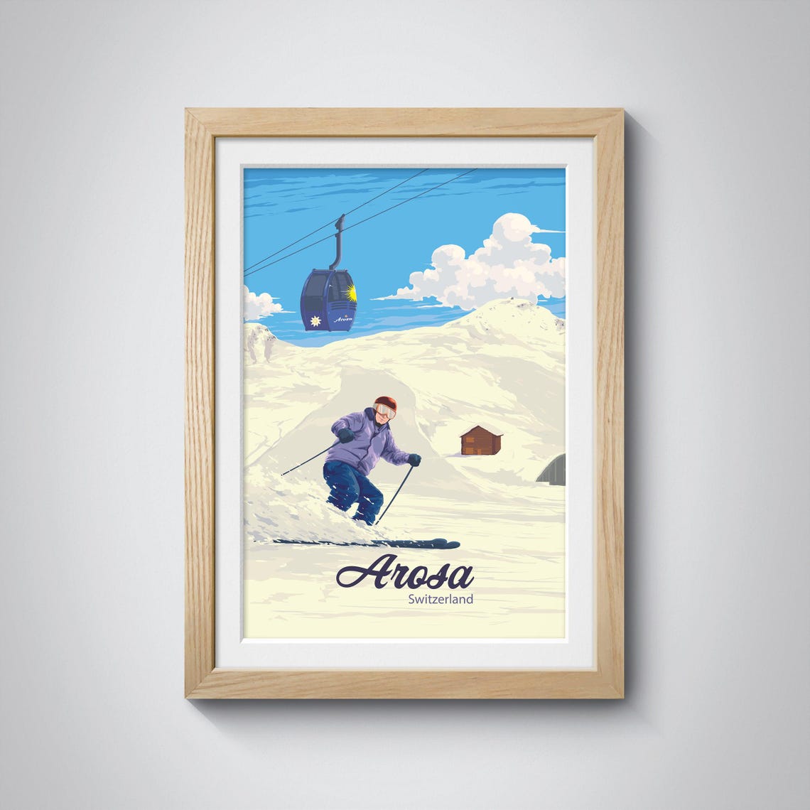 Arosa Switzerland Ski Resort Travel Poster Swiss Alps Winter Sports Wall Art Scenic Mountain Print Skiing And Snowboarding Adventure Deco - Image 3