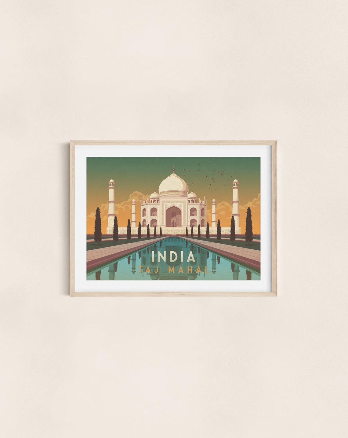 India Taj Mahal Travel Poster Agra India Travel Print Indian Wall Art Vintage Taj Mahal Print Vintage Travel Poster Art Deco Retro - Image 2