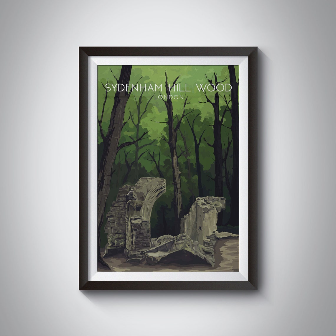 Sydenham Hill Wood Poster South London Park London Travel Print Southwark Dulwich Norwood Ridge Forest Hill Sydenham Folly Framed