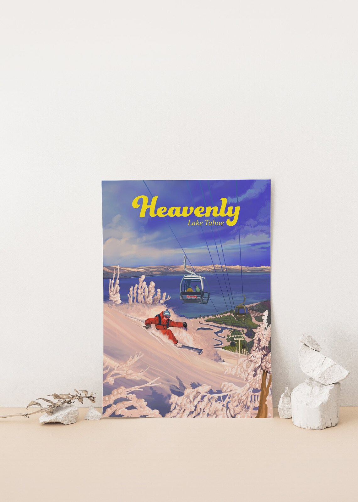Heavenly Mountain Resort Vintage Ski Travel Poster - Image 4
