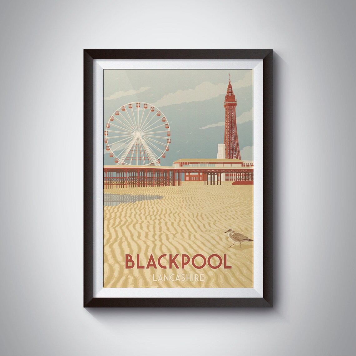 Blackpool Travel Poster, Lancashire Art Deco Print