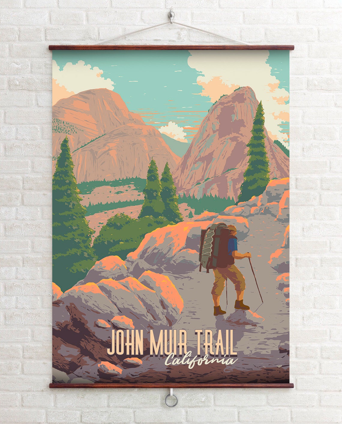 John Muir Trail California Hiker Granite Peaks Backpacking Poster - Image 4