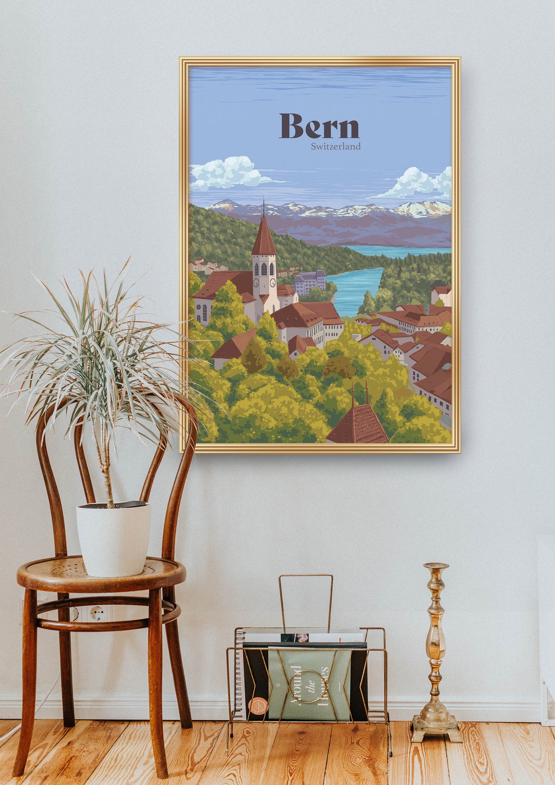 Bern Old Town Church By The Winding River Switzerland Travel Poster - Image 4