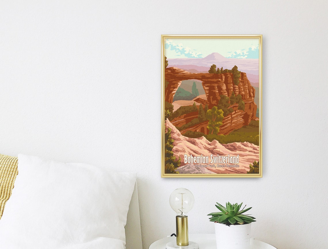 Bohemian Switzerland Czech Republic Sandstone Arch Travel Poster - Image 3