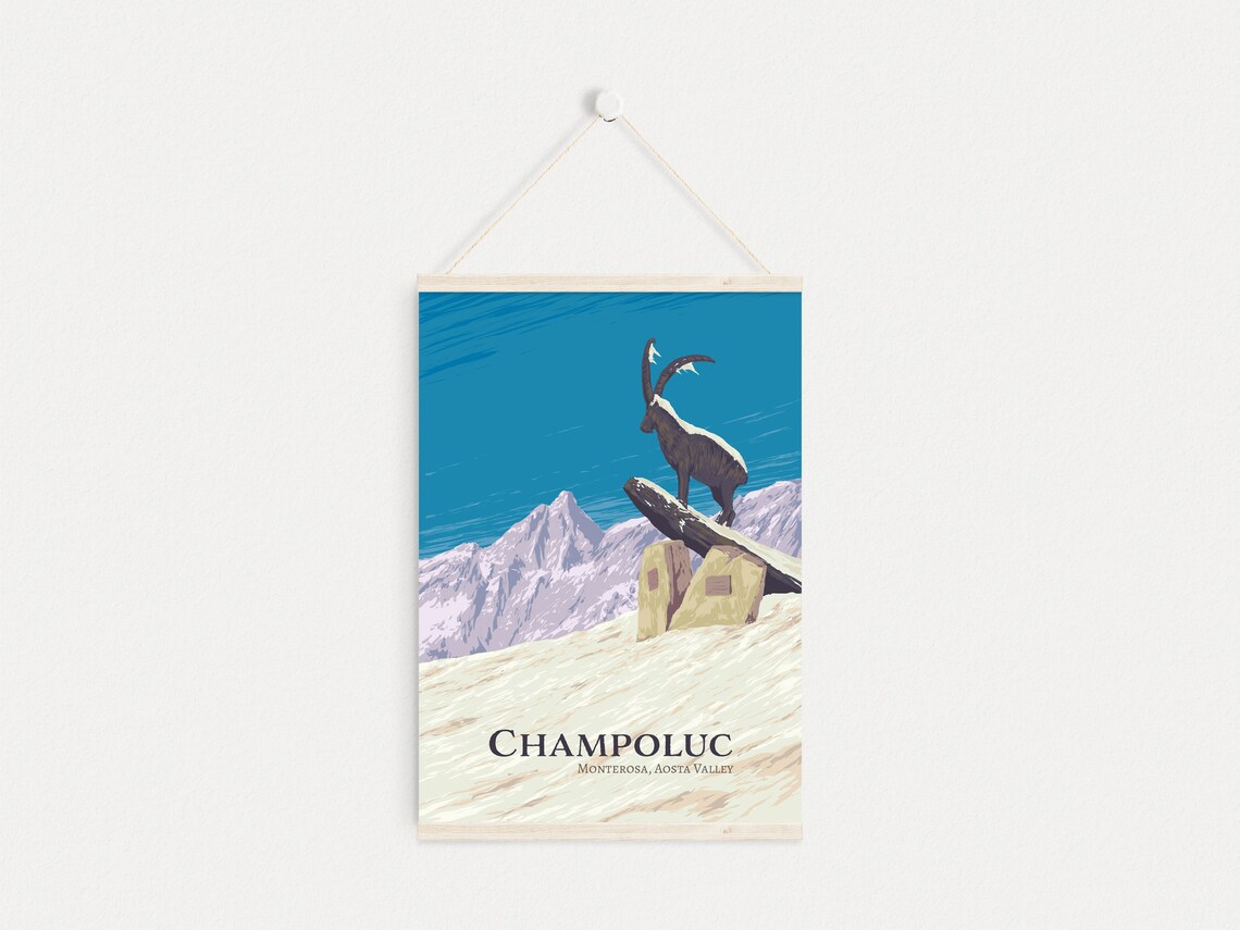 Champoluc Ski Resort Vintage Travel Poster, Italy - Image 4
