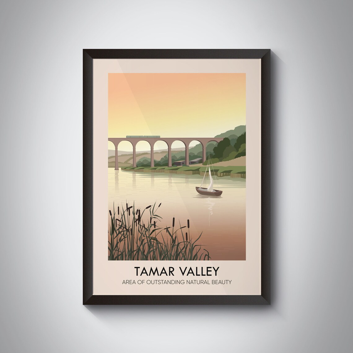 Tamar Valley AONB Vintage Travel Poster, Devon