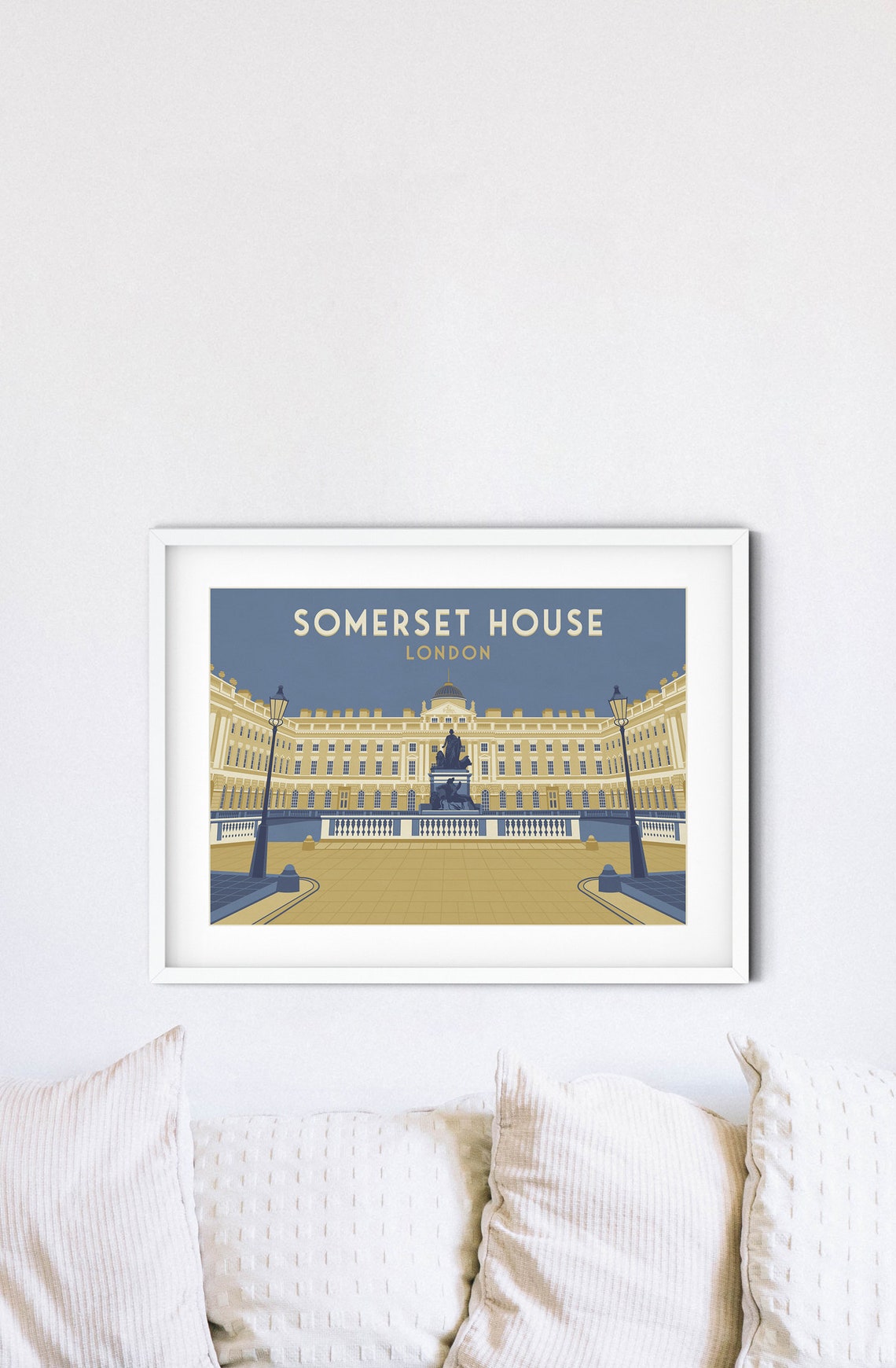 Somerset House London Courtyard Fountain Art Deco Travel Poster - Image 2