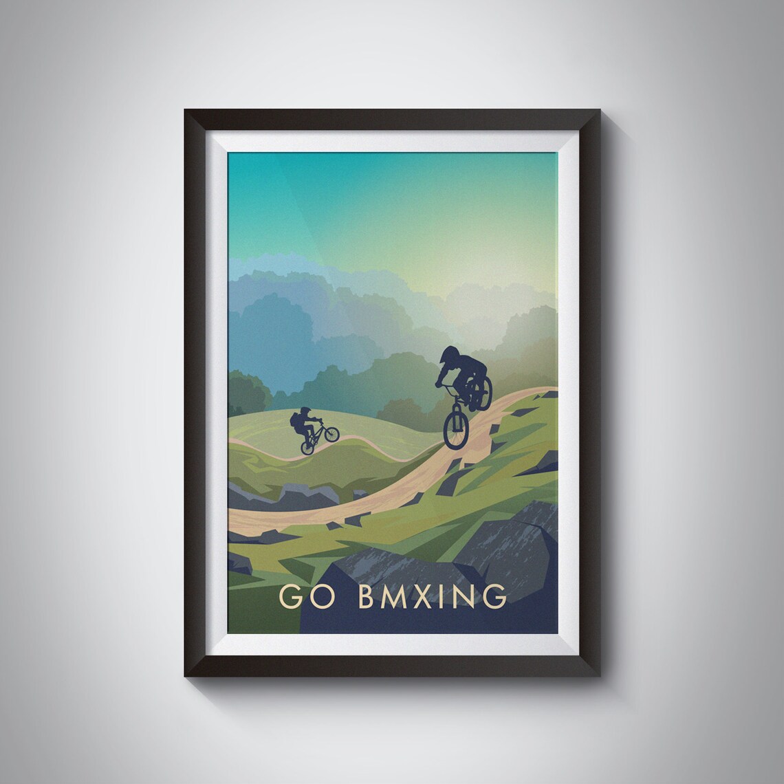 Go Bmxing Vintage Travel Poster, Cycling Wall Art Print