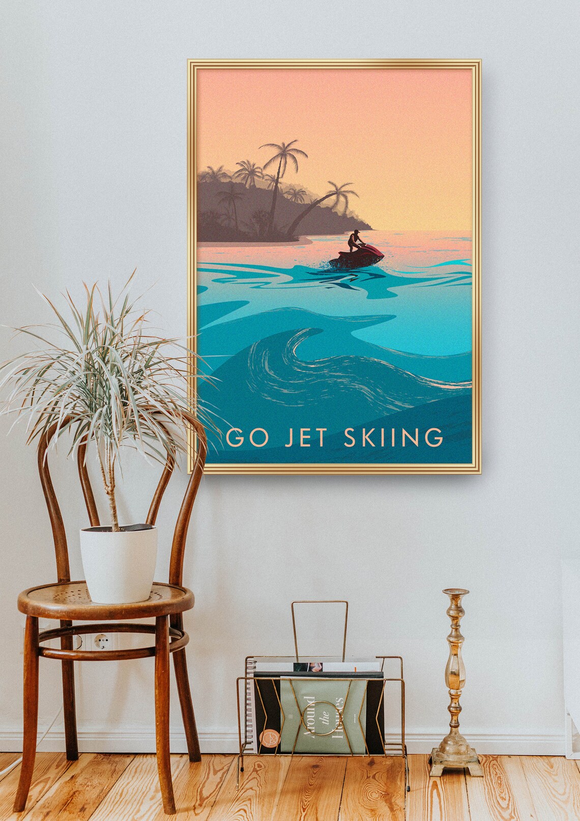 Go Jet Skiing Vintage Travel Poster, Ocean Adventure - Image 2