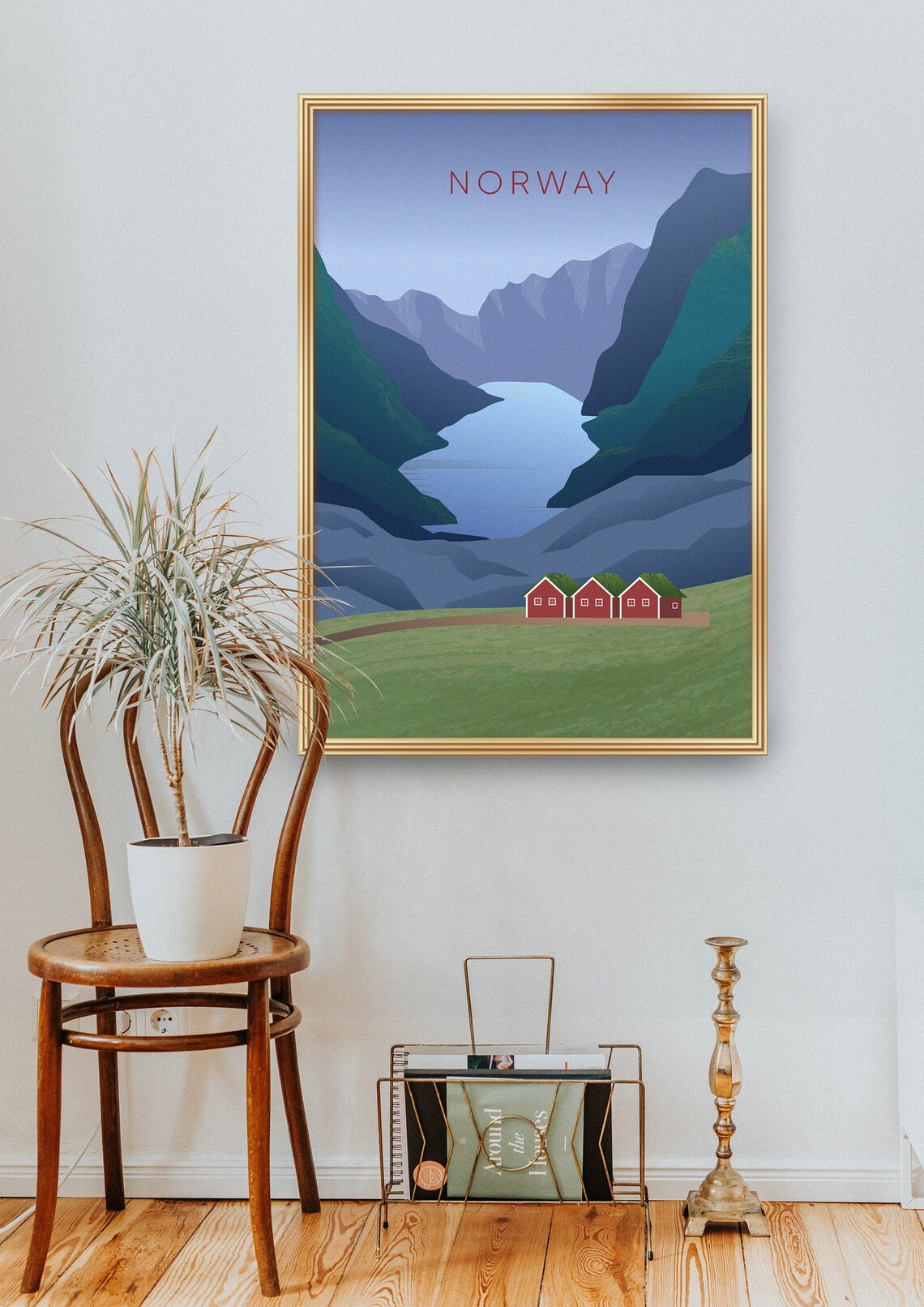 Norway Minimal Travel Poster Simple Travel Print Norwegian Fjords Northern Lights Vintage Art Scandi Wall Art Oslo Bergen Tromso - Image 2