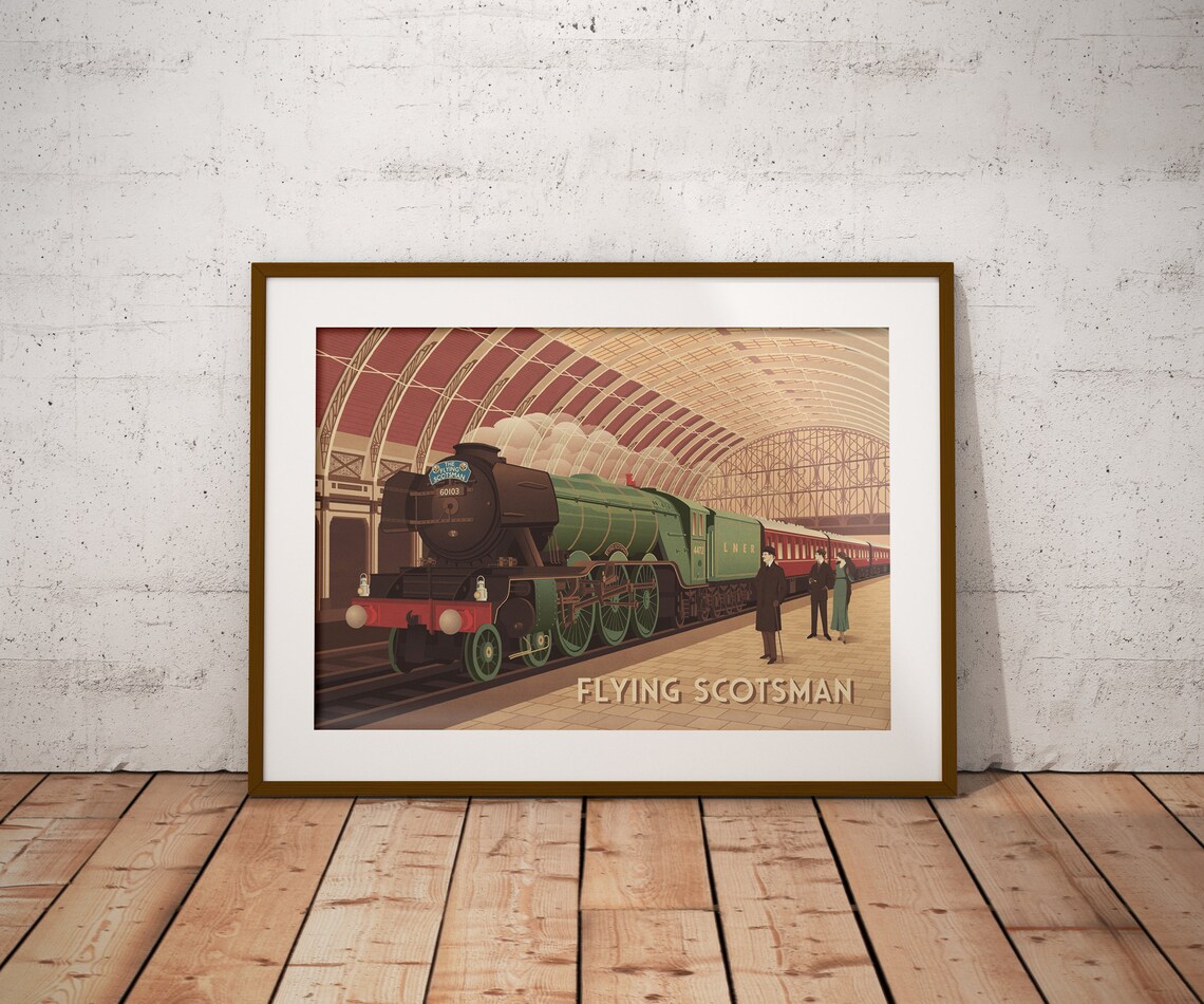 Flying Scotsman Vintage Railway Travel Poster Print - Image 2