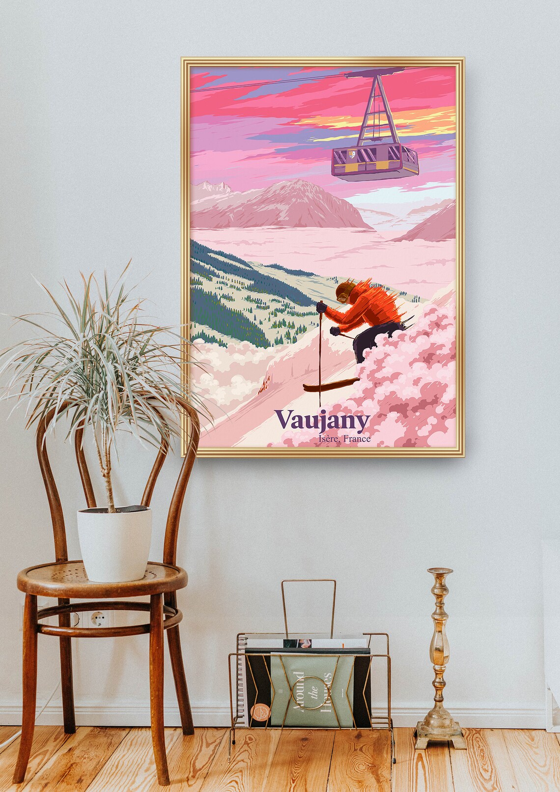 Vaujany Vintage Ski Resort Poster, French Alps - Image 2