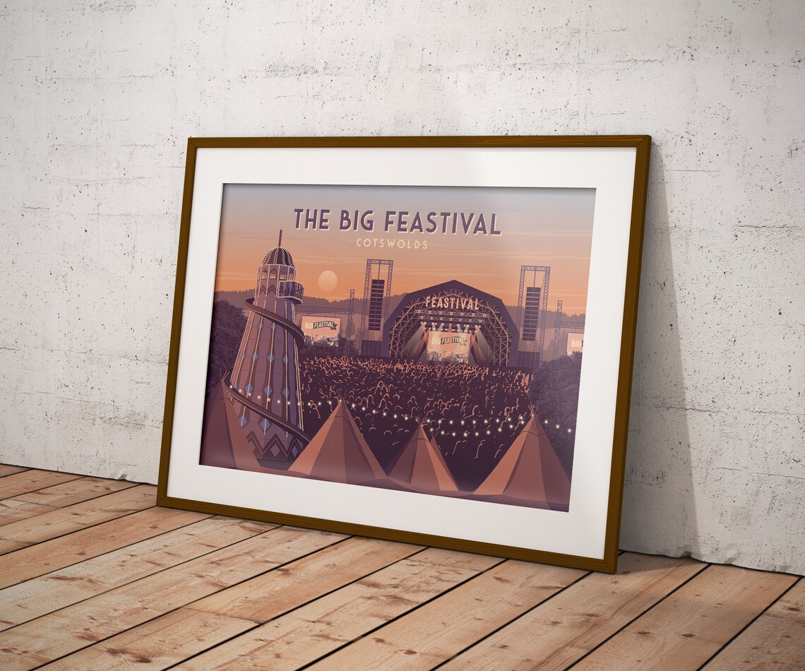 Big Feastival Cotswolds Travel Poster, Retro Print - Image 3