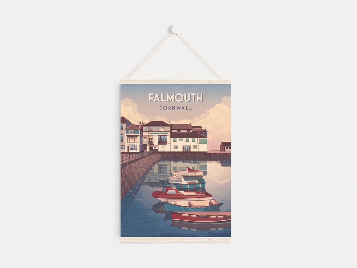 Falmouth Cornwall Harbour Sailing Boats Retro Seaside Travel Poster - Image 4