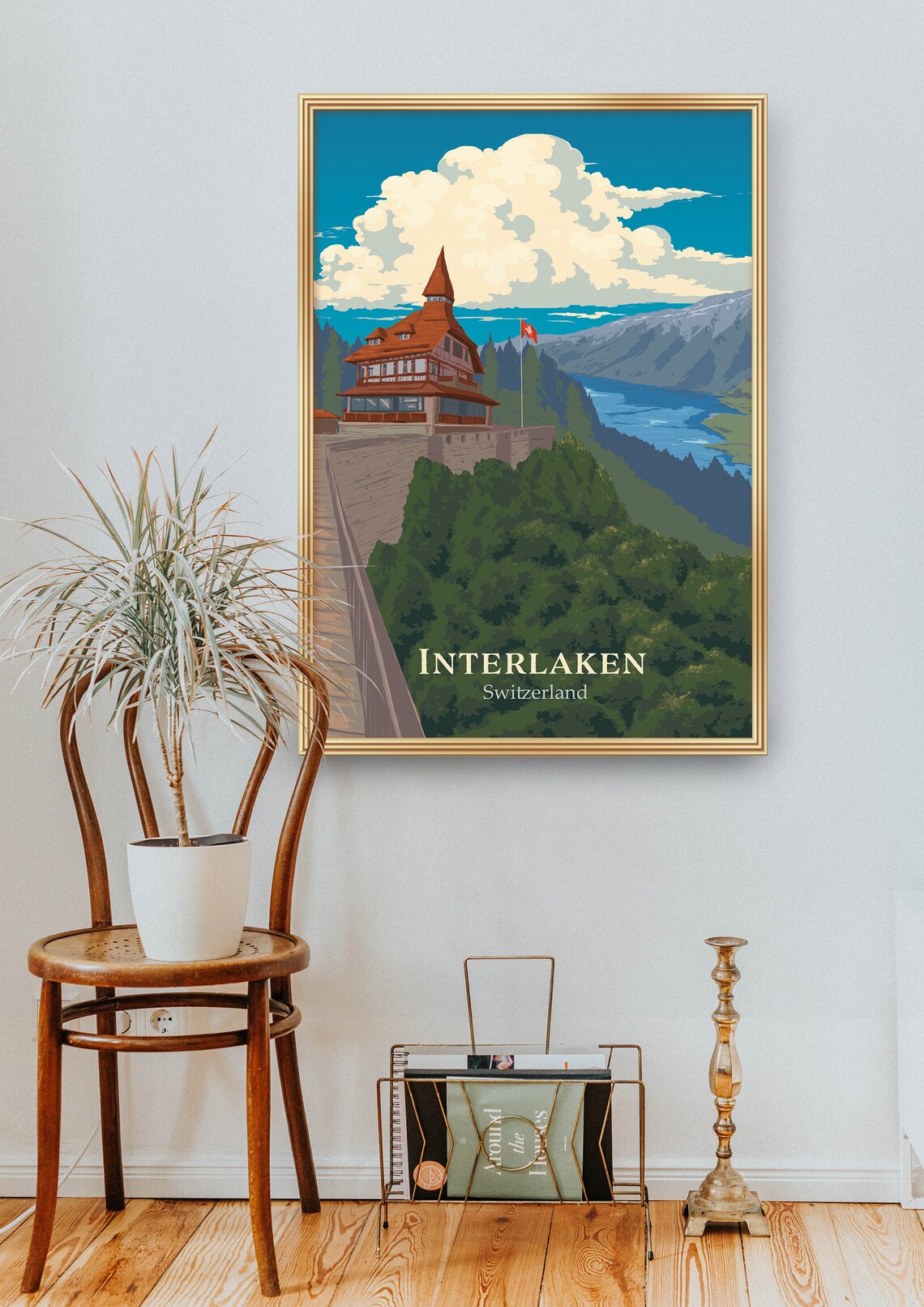 Interlaken Switzerland Travel Poster, Swiss Alps - Image 2