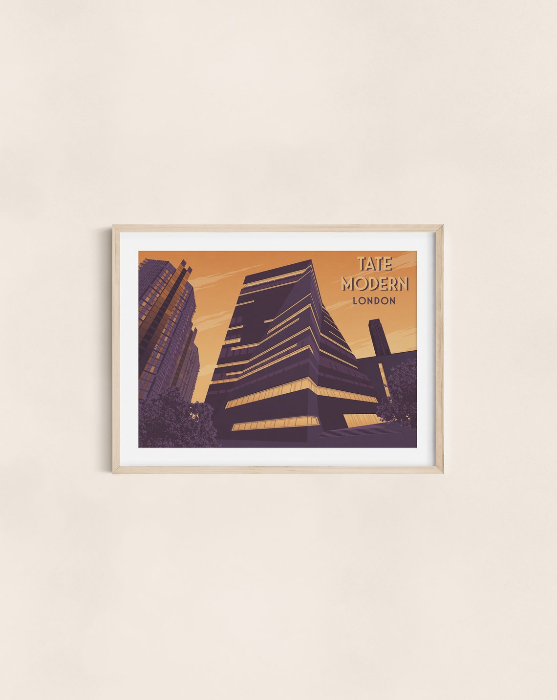 Tate Modern London Poster London South Bank Travel Print Architecture Turbine Hall Art Gallery Museum London Skyline Vintage Wall Art - Image 3
