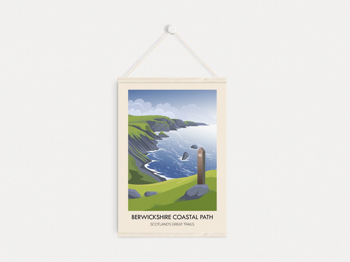 Berwickshire Coastal Path Vintage Travel Poster - Image 4