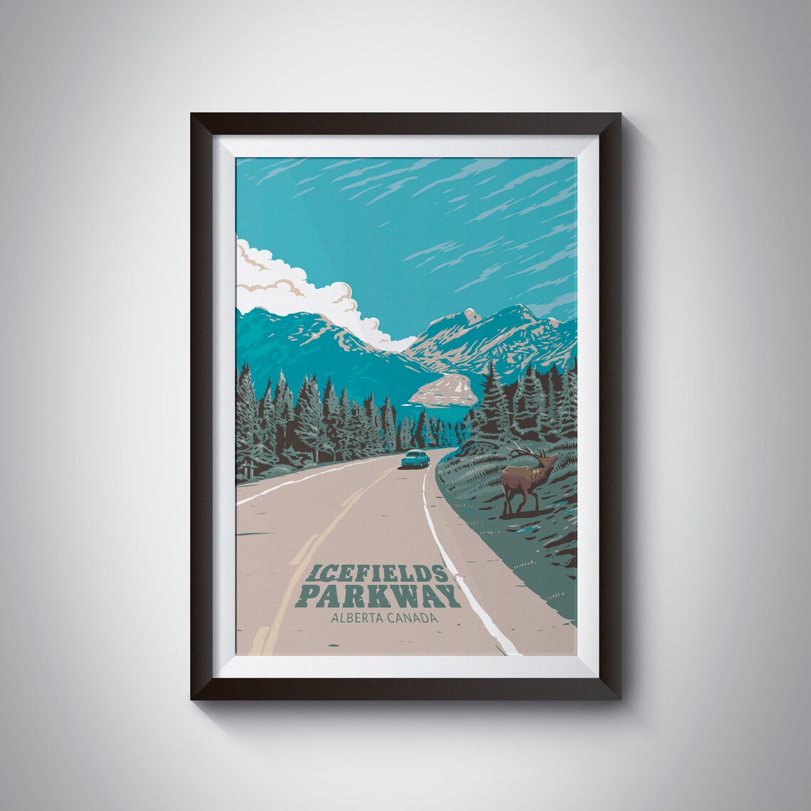 Icefields Parkway Vintage Travel Poster, Canada