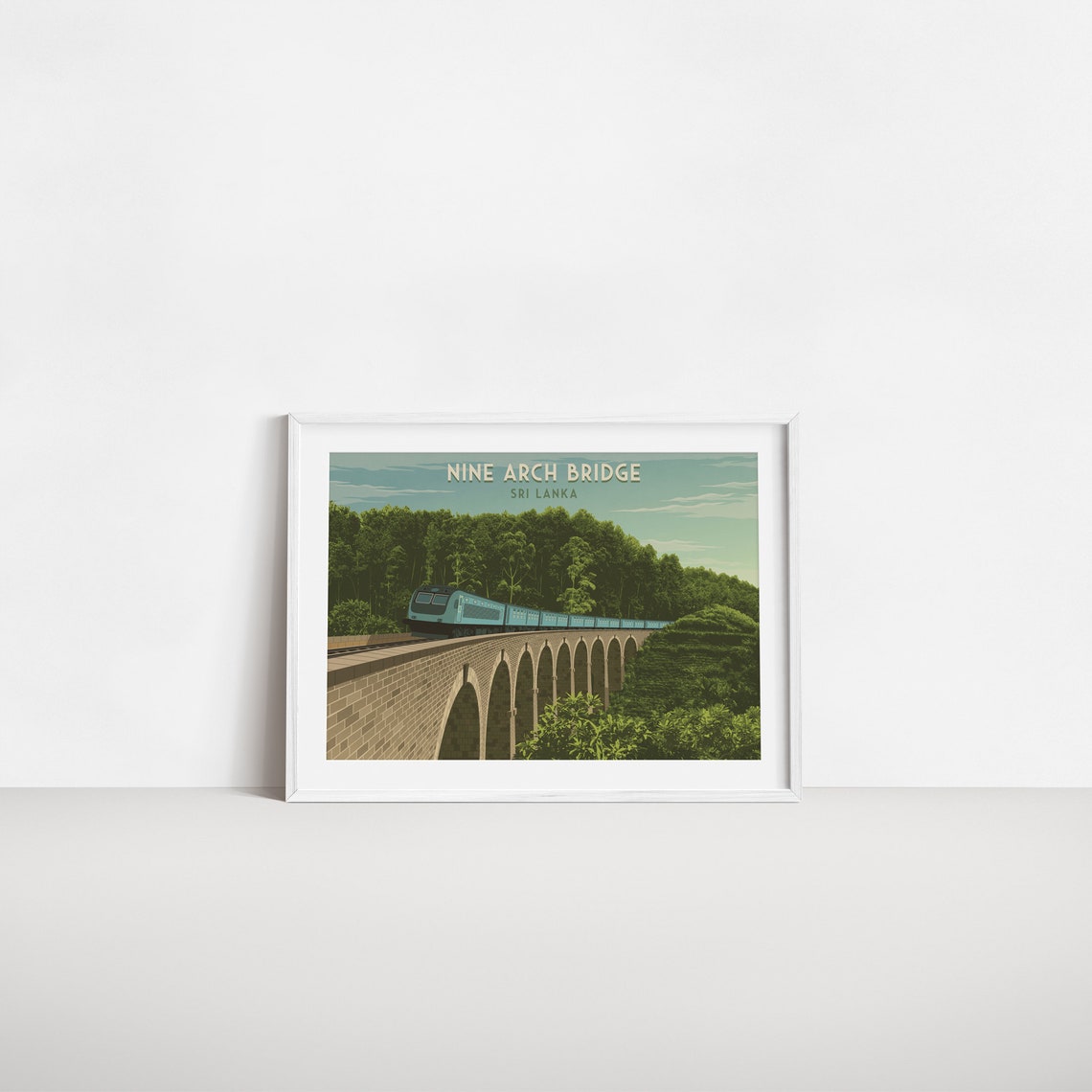 Nine Arch Bridge Sri Lanka Blue Train Crossing Viaduct Poster - Image 2