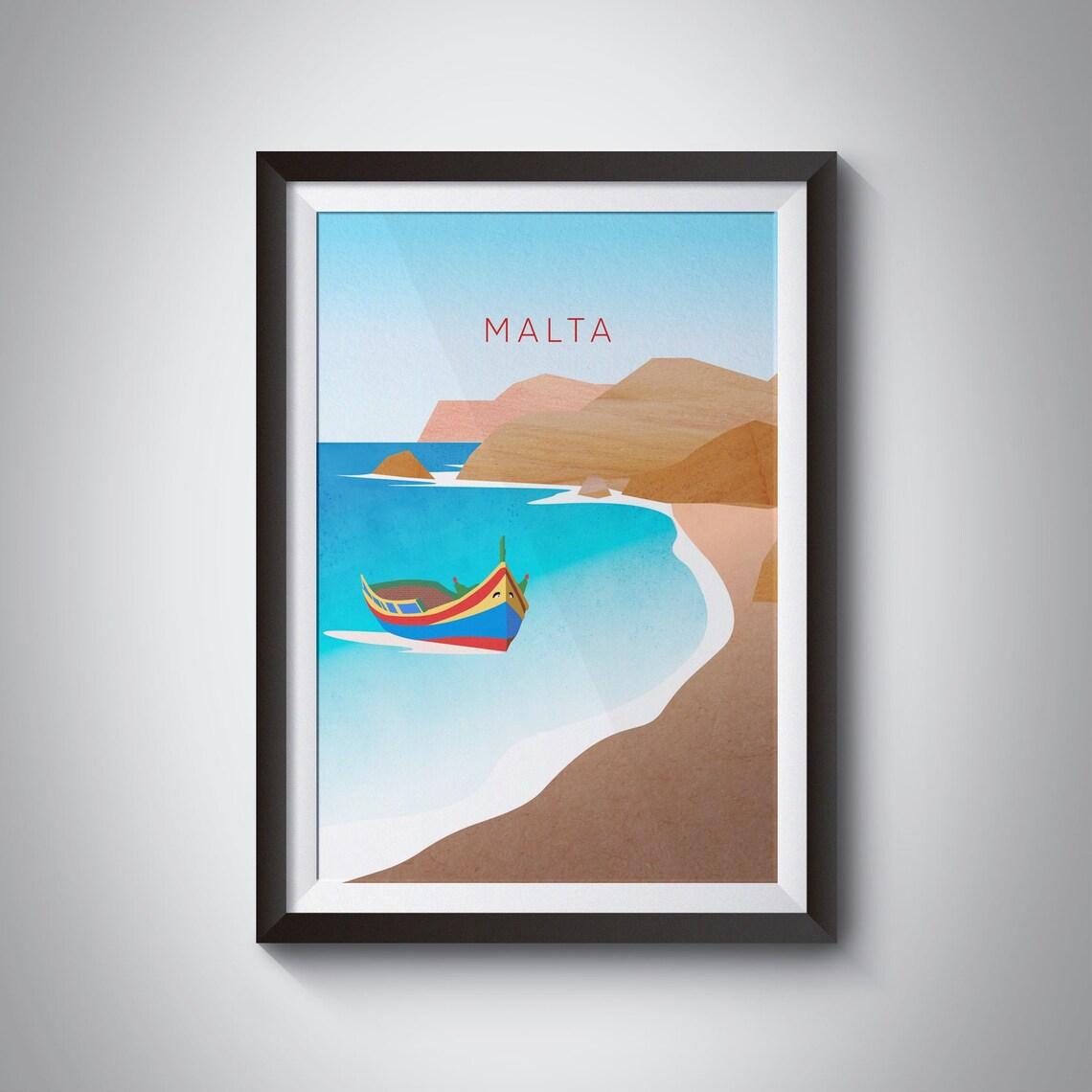 Malta Traditional Luzzu Fishing Boat Turquoise Bay Coast Poster