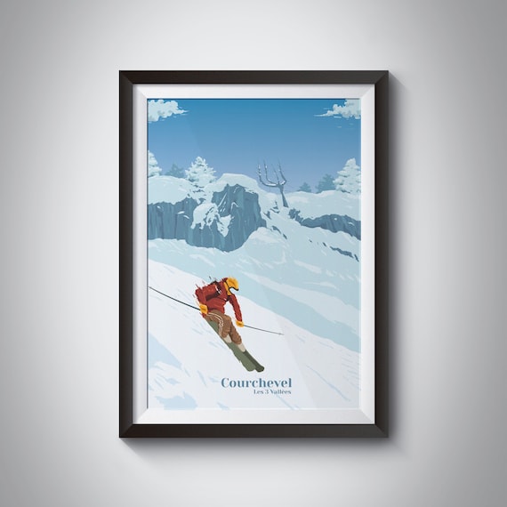 Courchevel Vintage Ski Resort Travel Poster