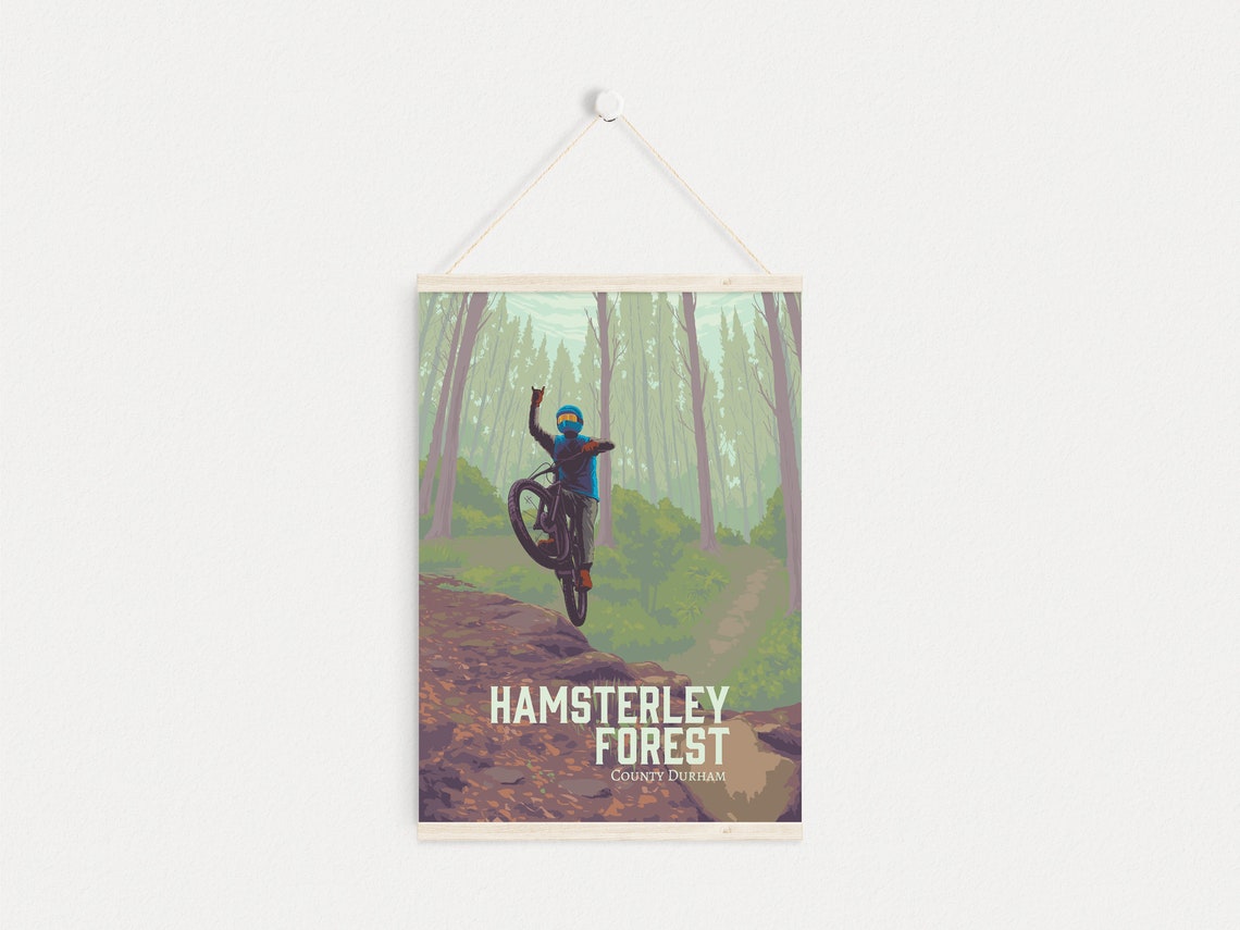 Hamsterley Forest County Durham Mountain Biking Wheelie MTB Poster - Image 4