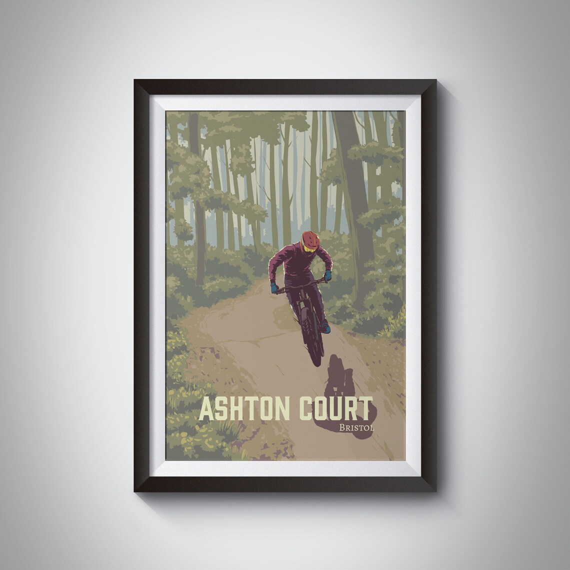 Ashton Court Woodland Trail Vintage Bristol Mountain Bike Poster