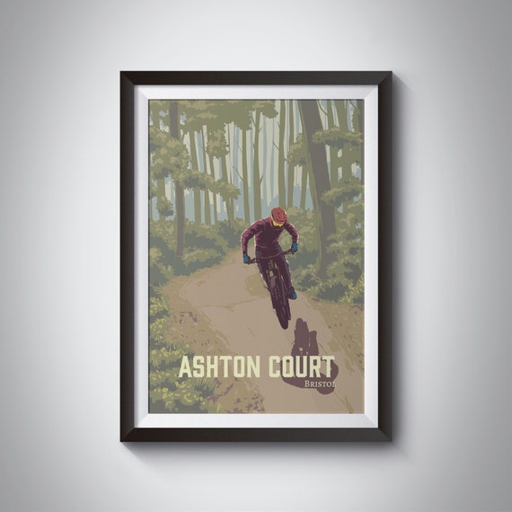 Ashton Court Woodland Trail Vintage Bristol Mountain Bike Poster