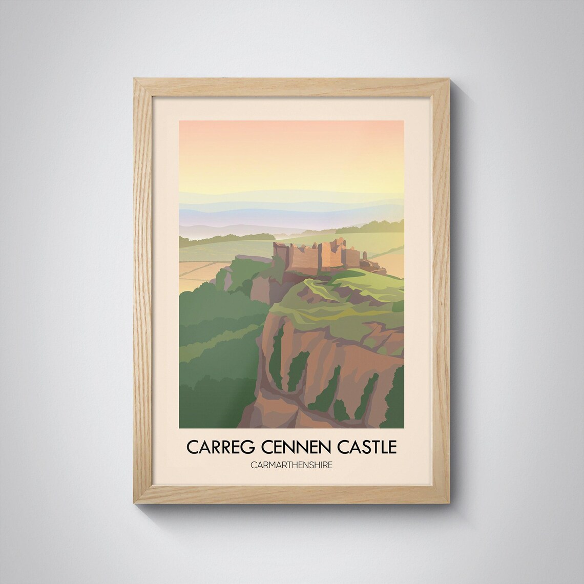 Carreg Cennan Castle Poster Carmarthenshire Wales Travel Print River Cennen Wales Travel Print Welsh Wall Art Countryside Print Framed - Image 2