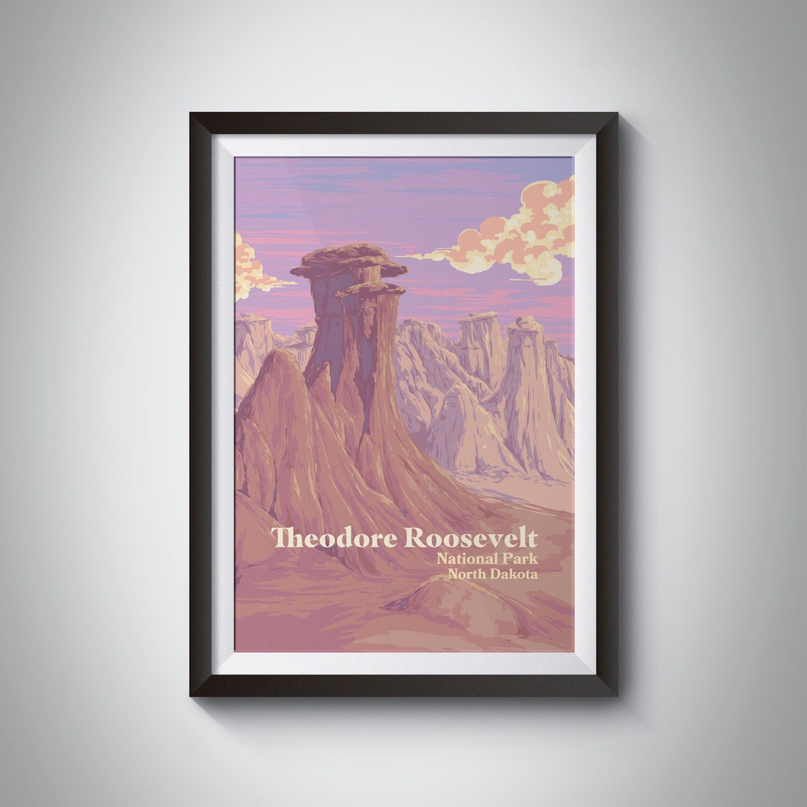 Theodore Roosevelt National Park Poster Usa North Dakota Badlands Little Missouri River Hoodoos Vintage Travel Prints Retro Wall Art