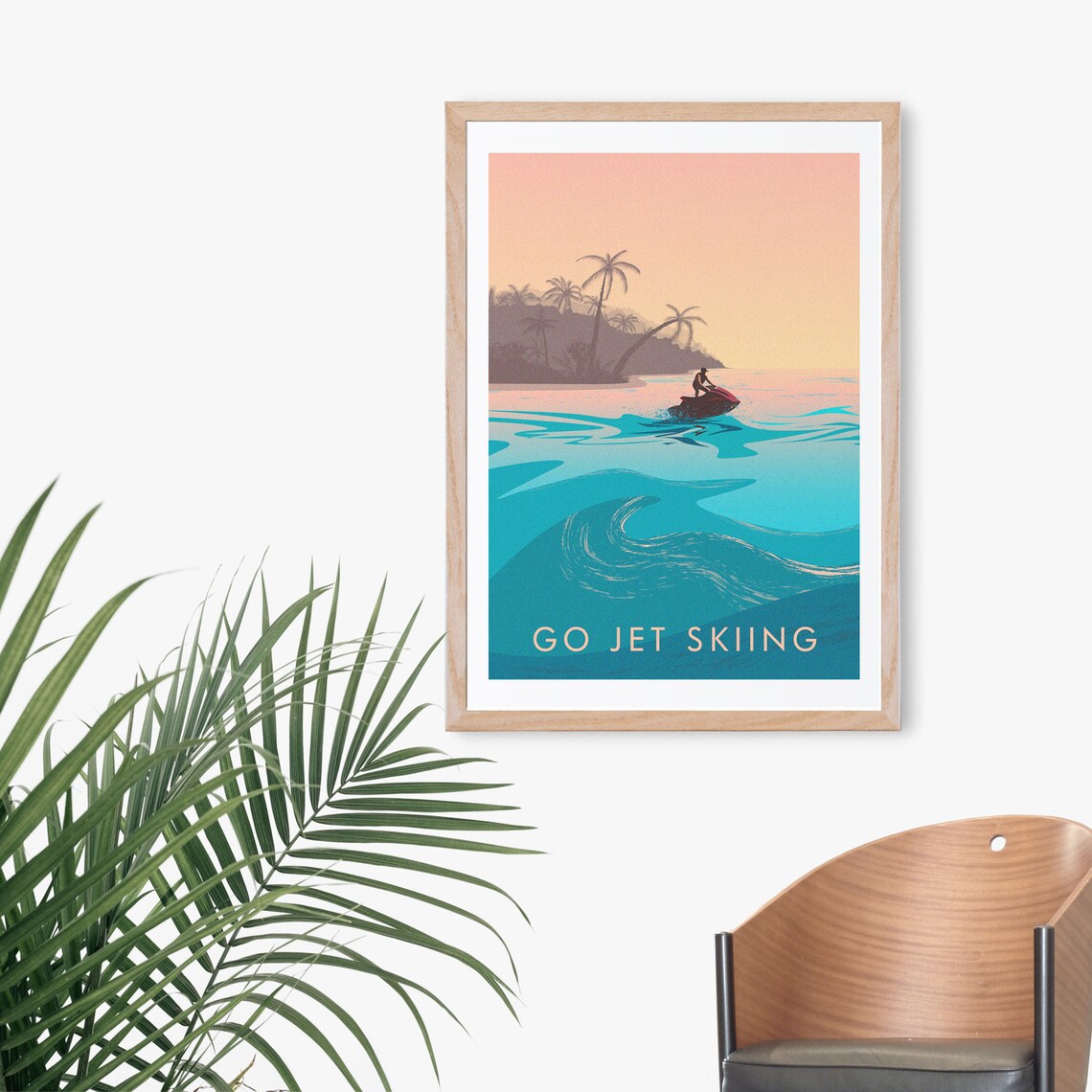 Go Jet Skiing Vintage Travel Poster, Ocean Adventure - Image 3