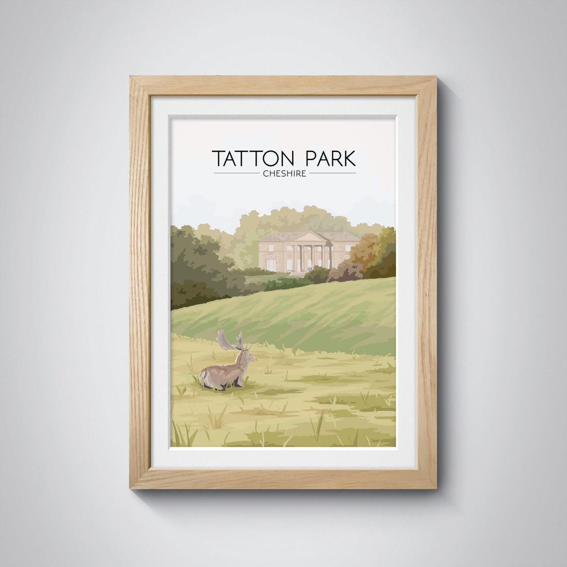 Tatton Park Cheshire Resting Deer And Tatton Hall English Travel Poster - Image 3