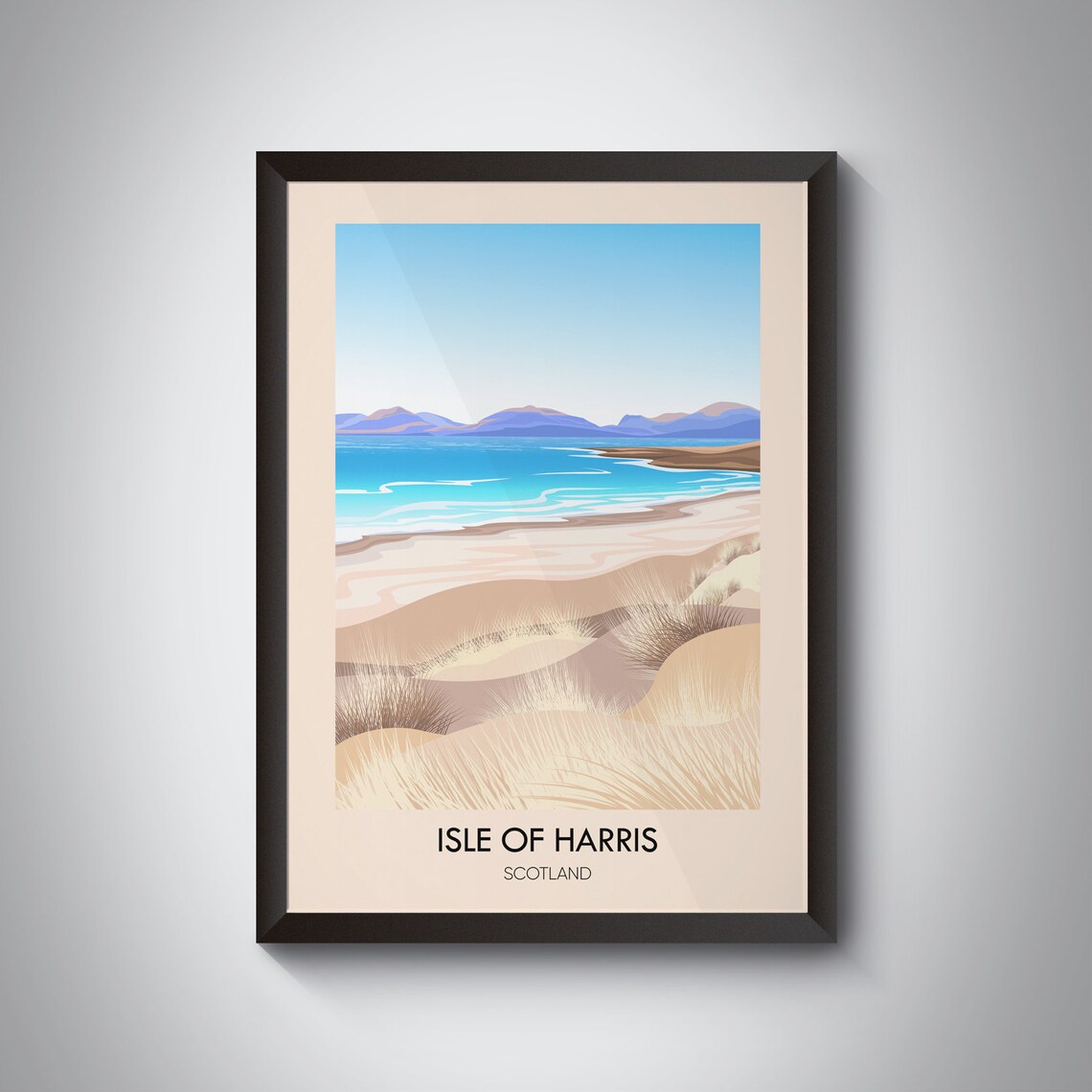 Isle of Harris Travel Poster, Scottish Island Art