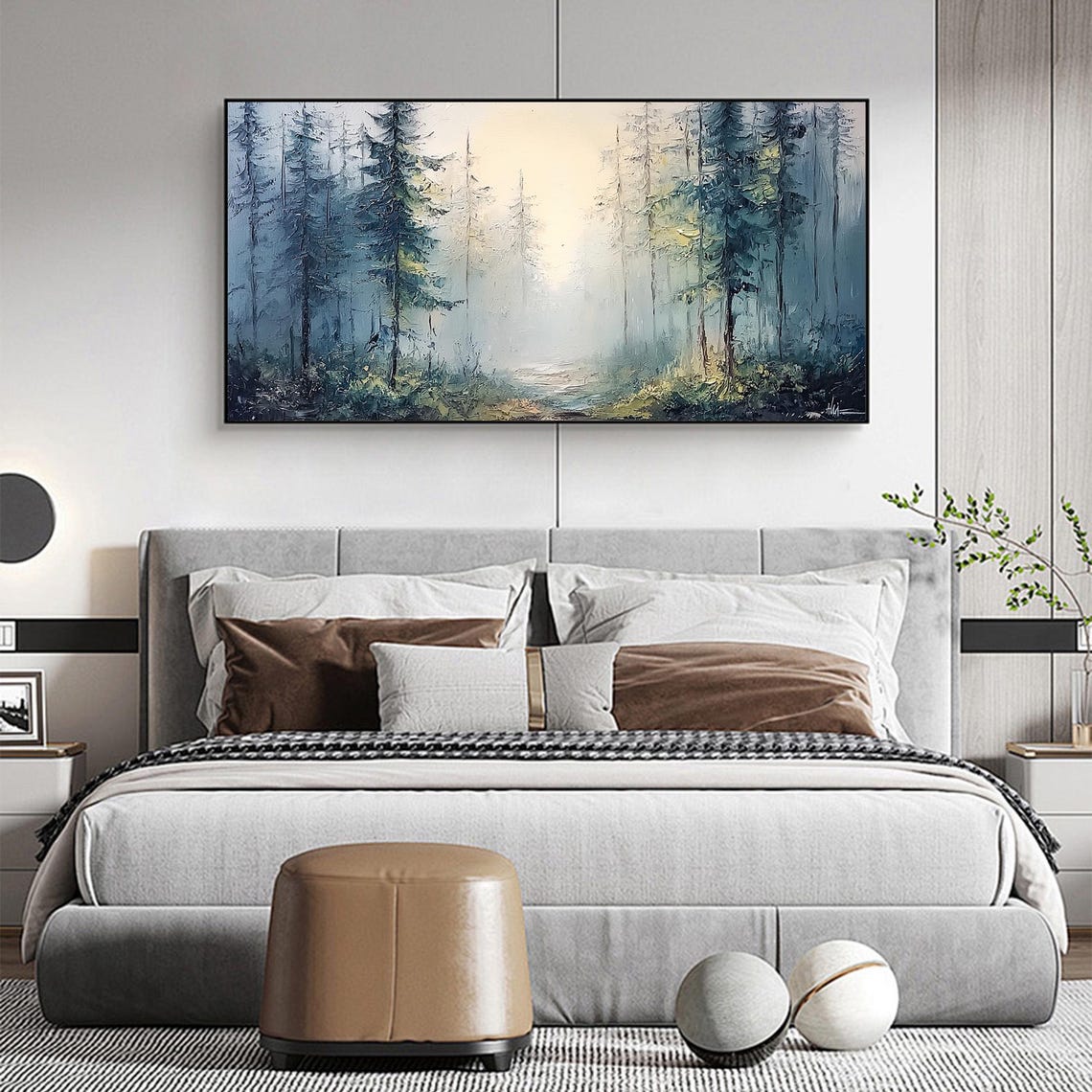 Misty Blue Pine Forest At Dawn With Soft Morning Light Poster - Image 4