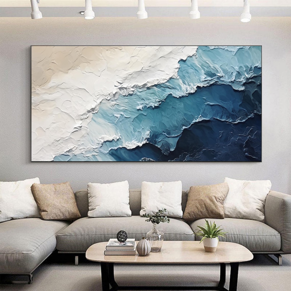 Abstract Beach Oil Painting, Modern Boho Art Print