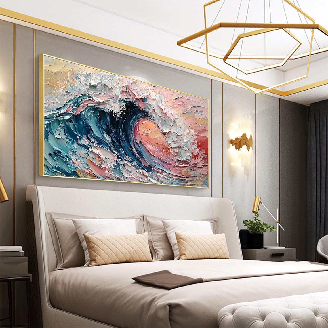 Abstract Ocean Wave, Colorful Oil Painting Art Print - Image 3