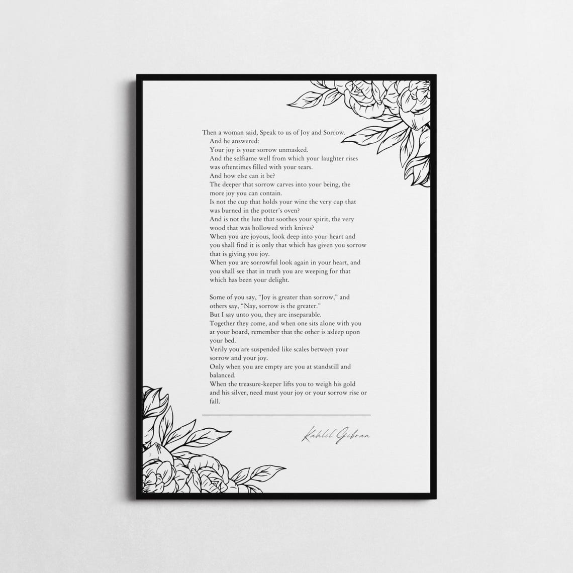 Kahlil Gibran On Joy And Sorrow The Prophet Literary Quote Poster - Image 3