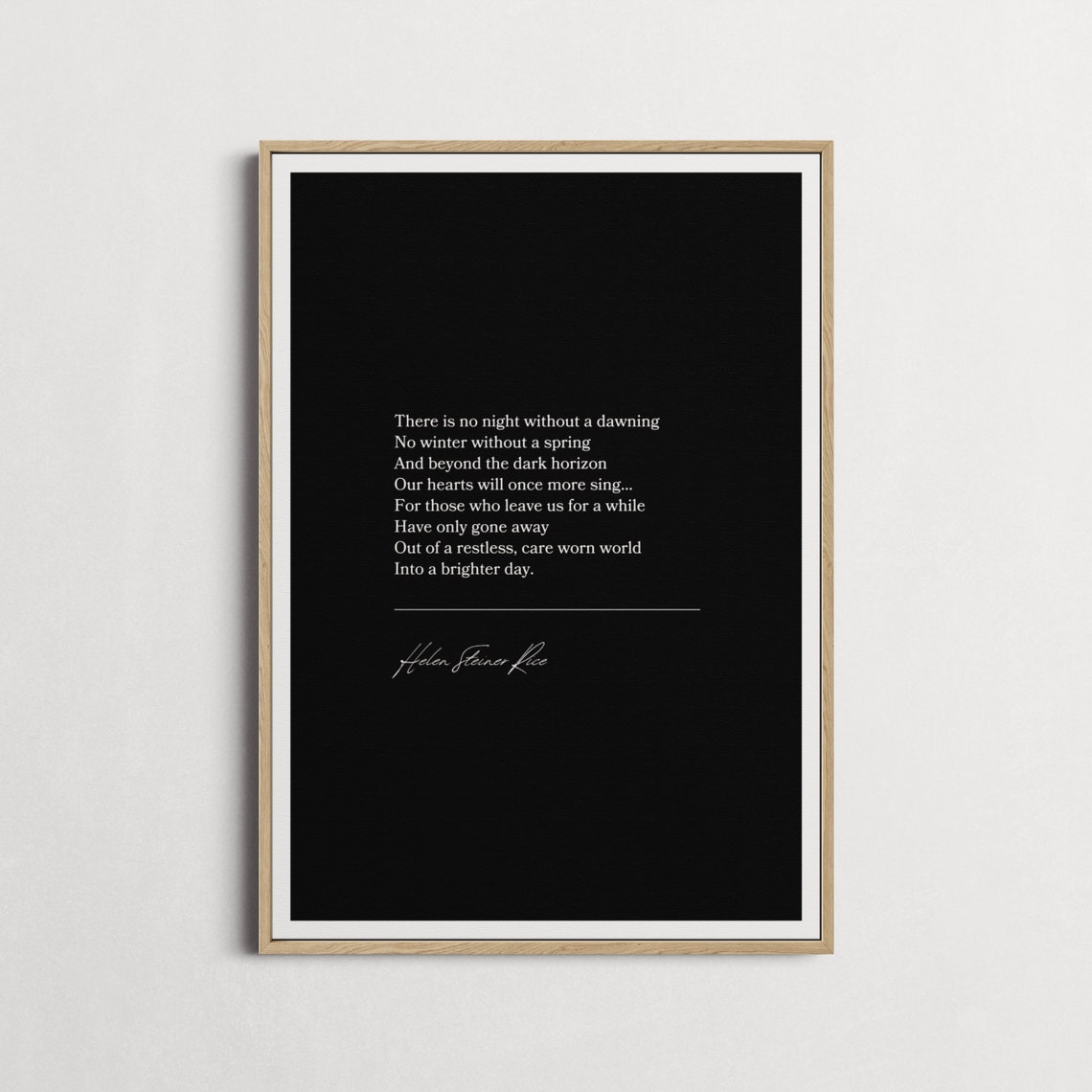 Helen Steiner Rice No Night Without A Dawning Grief Poem Quote Poster - Image 5
