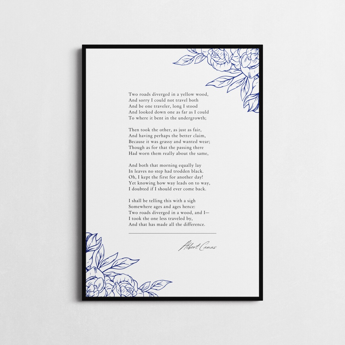Robert Frost Road Not Taken Poem Two Roads Minimalist Quote Poster - Image 3