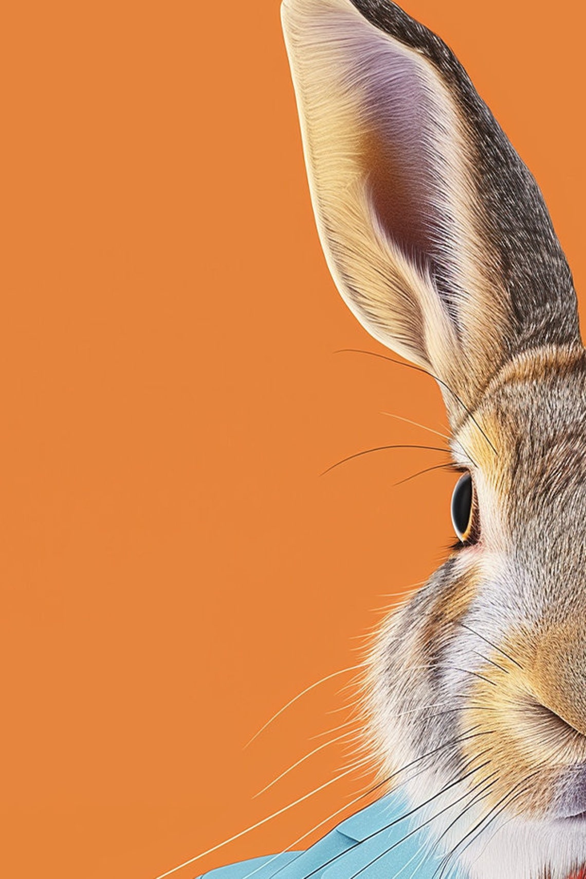 Hare in Turquoise Suit Holding Coffee Mug Funny Office Animal Poster - Image 2