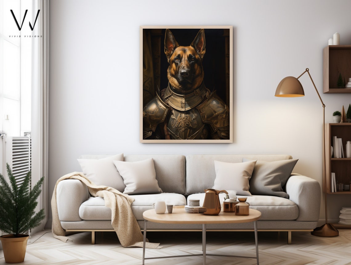 German Shepherd Knight Portrait Medieval Armor Heroic Dog Poster - Image 3