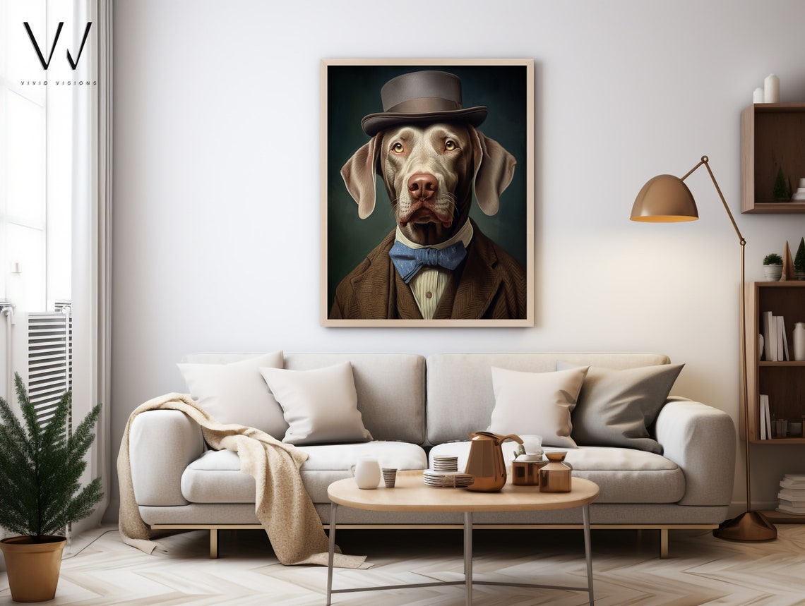 Weimaraner Dog in Top Hat Victorian Gentleman Portrait Poster - Image 3