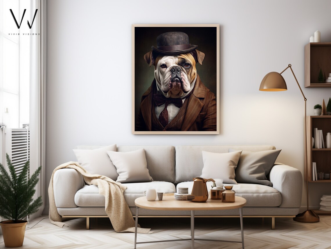 Victorian English Bulldog Portrait, Gothic Vintage Art Print - Image 4