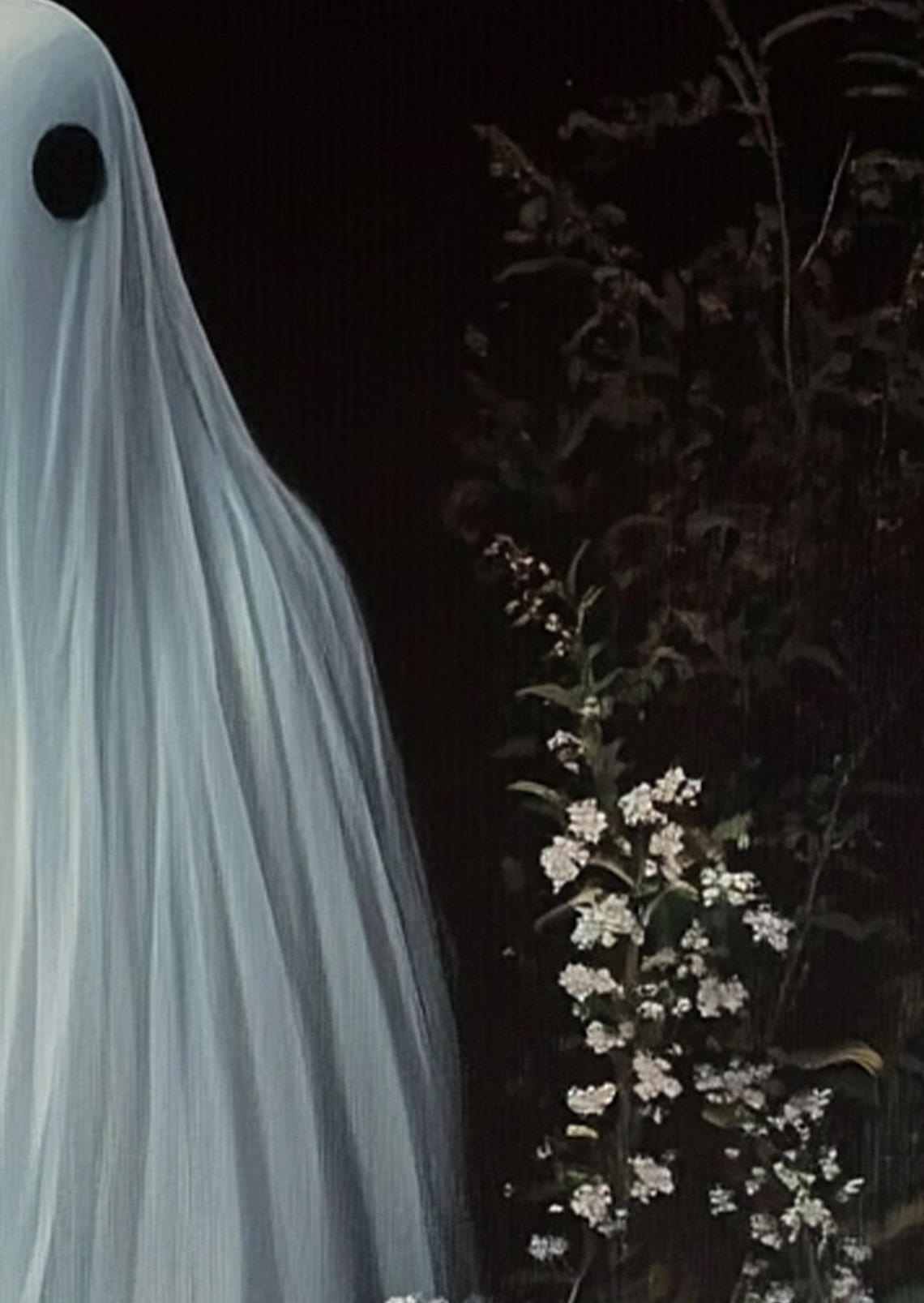 Ghost Drifting Through Daisies Poster Moody Wildflower Halloween Art - Image 2